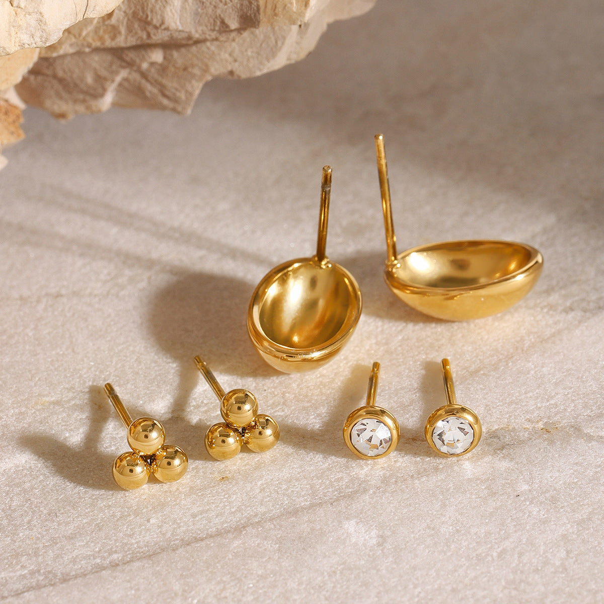 Gilded Minimalist Stud Set