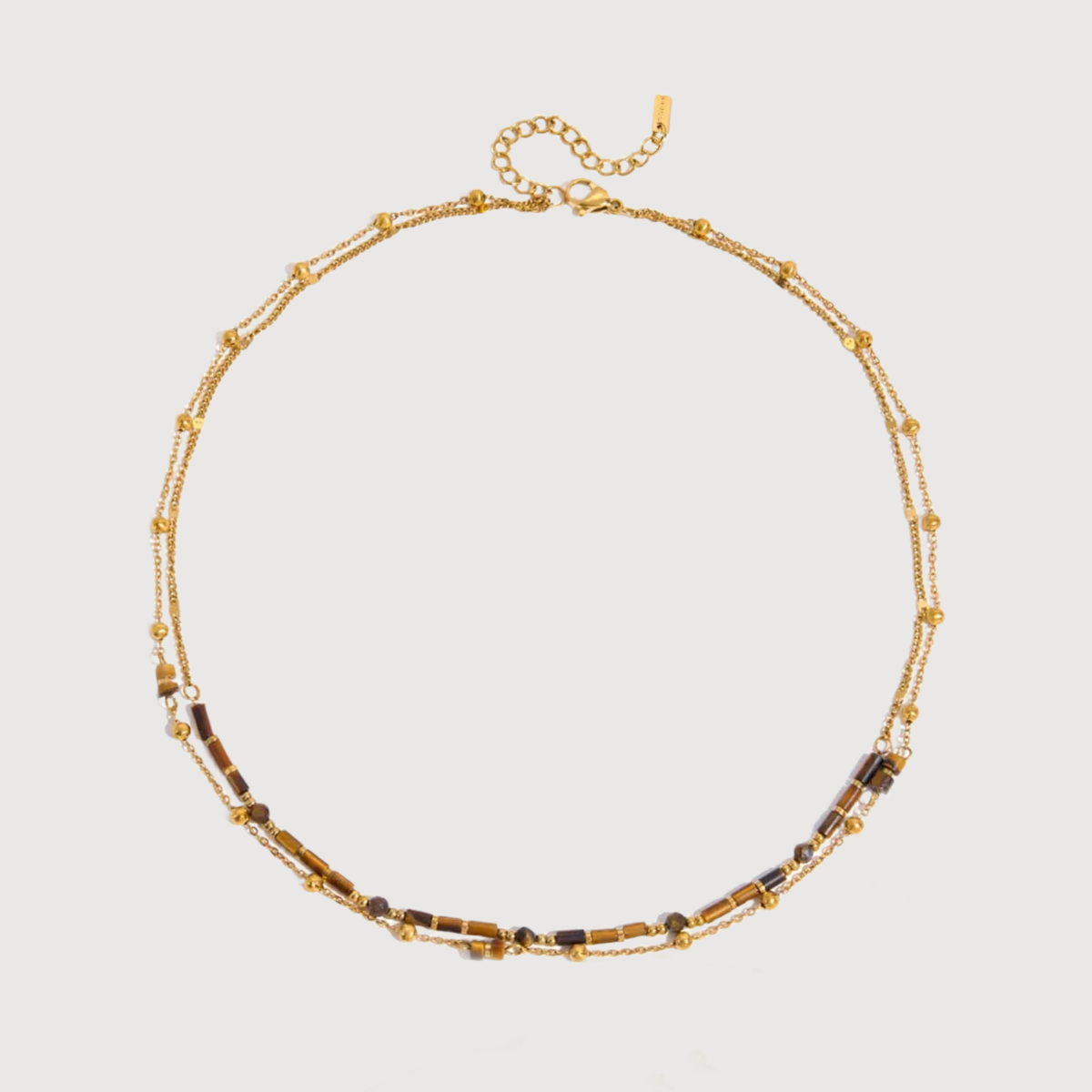 Layered Tiger Eye Stone Necklace