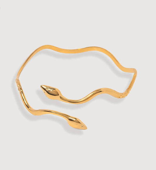 Golden Twin Snake Cuff