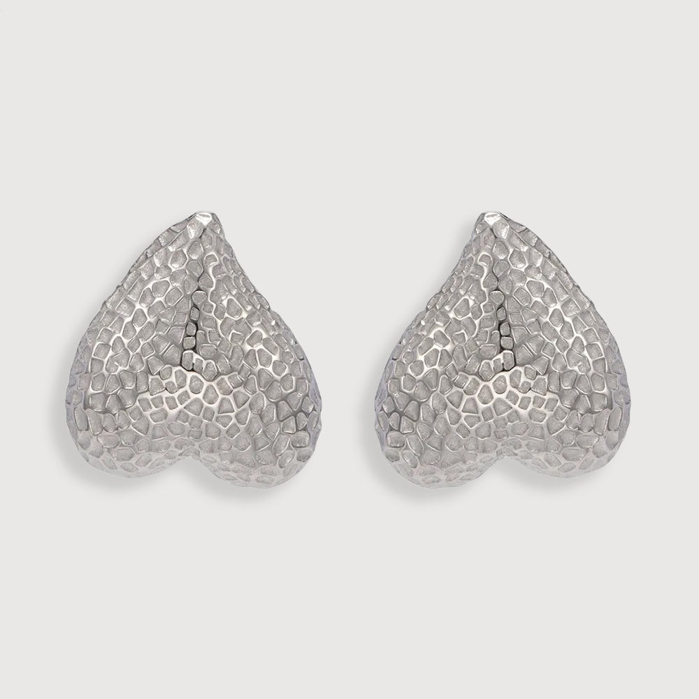 Hammered Metal Heart Earrings