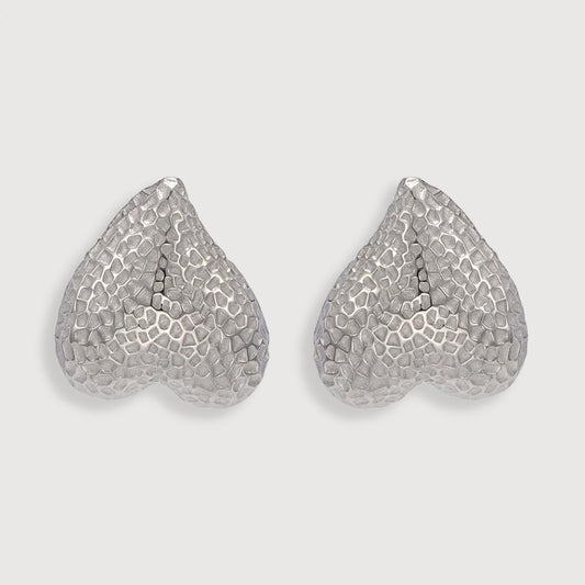 Hammered Metal Heart Earrings
