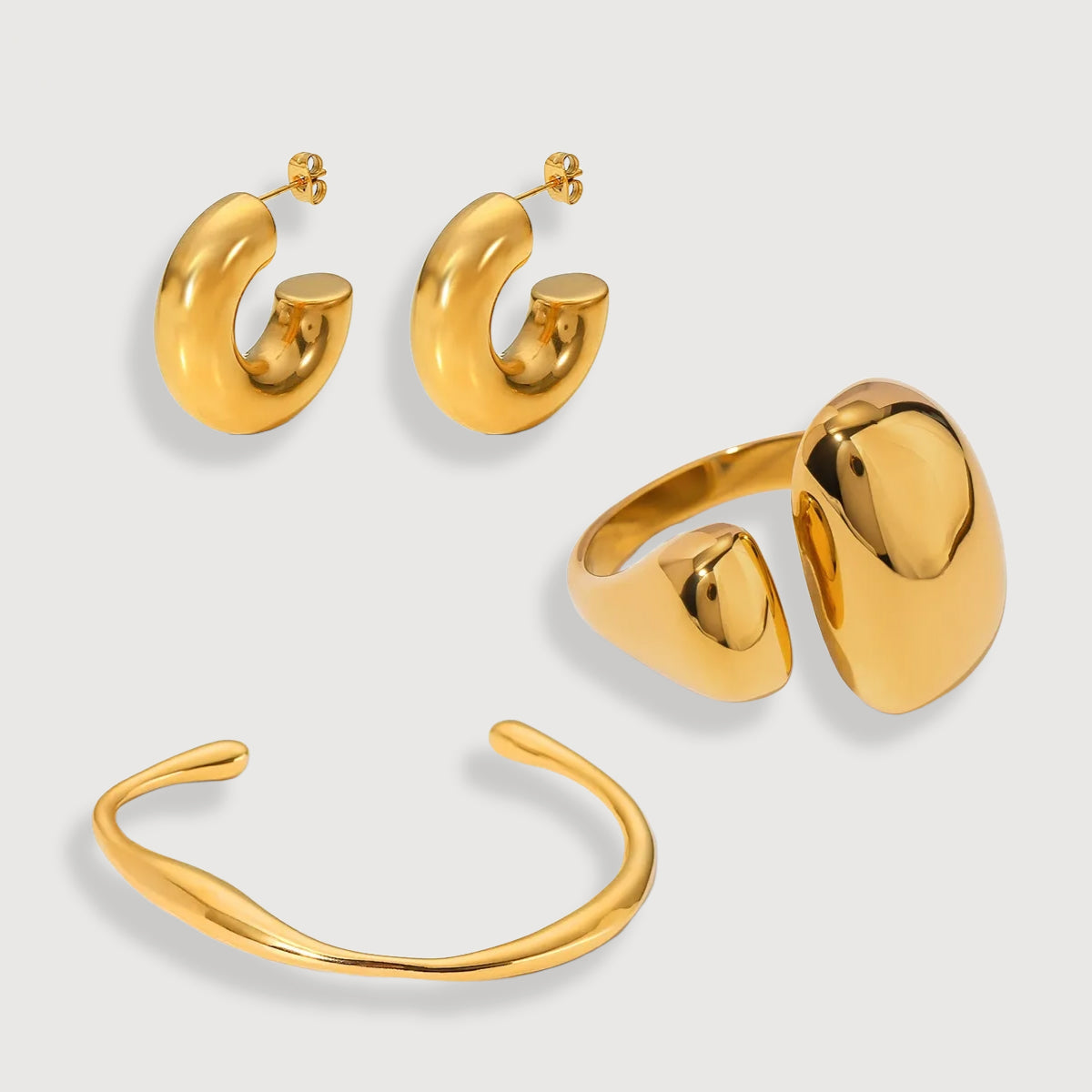 Sleek Curve Gold Cuff