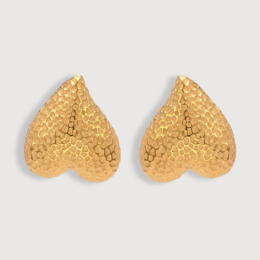 Hammered Metal Heart Earrings