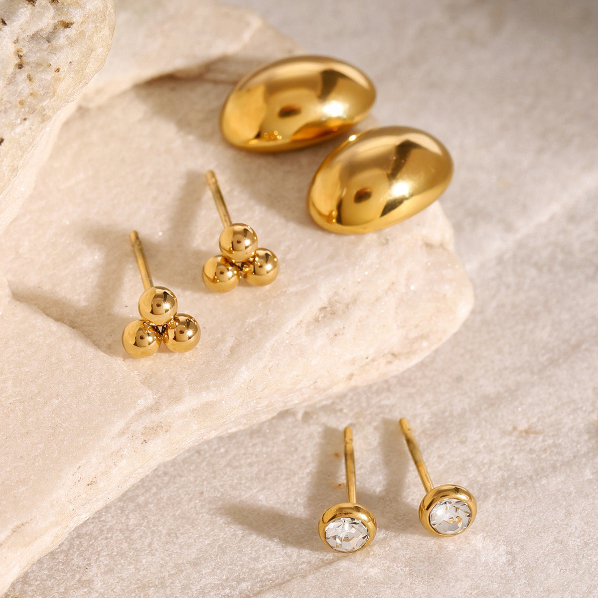 Gilded Minimalist Stud Set