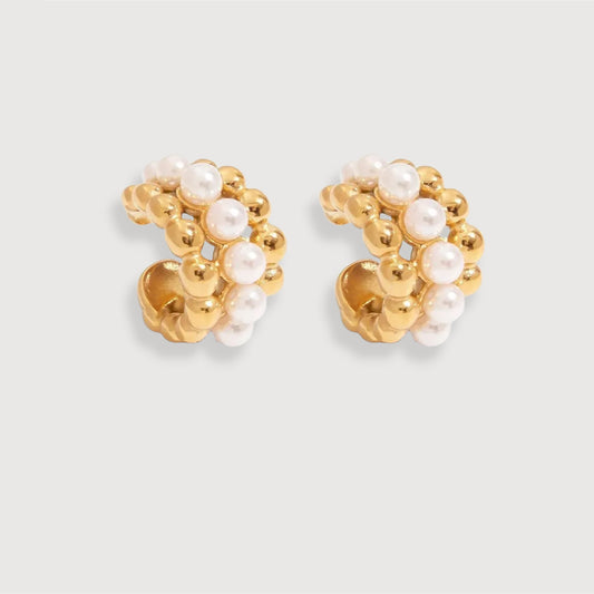 Pearl Cluster Clips Earrings