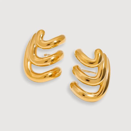 Ripple Curve Stud Earrings