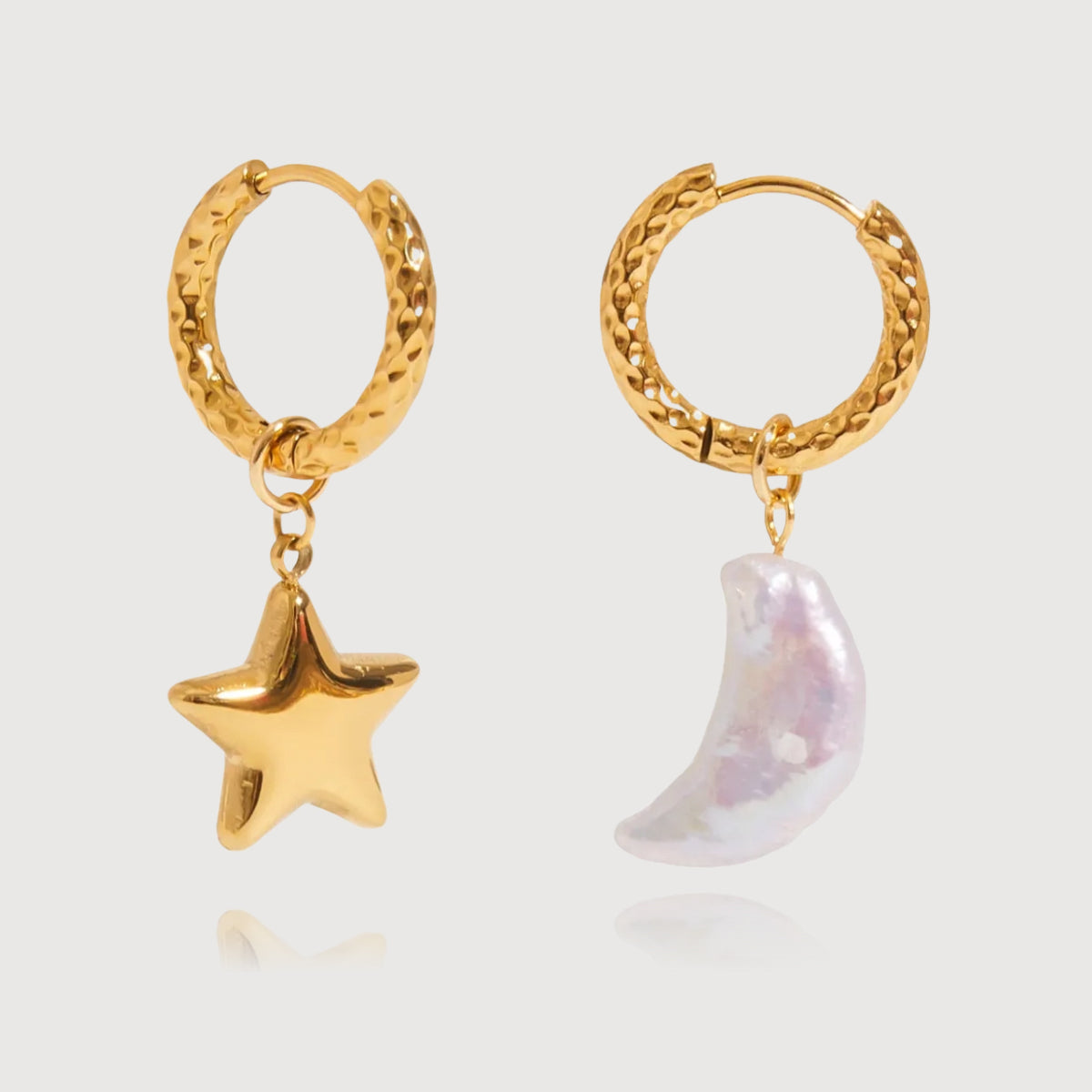 Lunar Pearl & Star Earrings