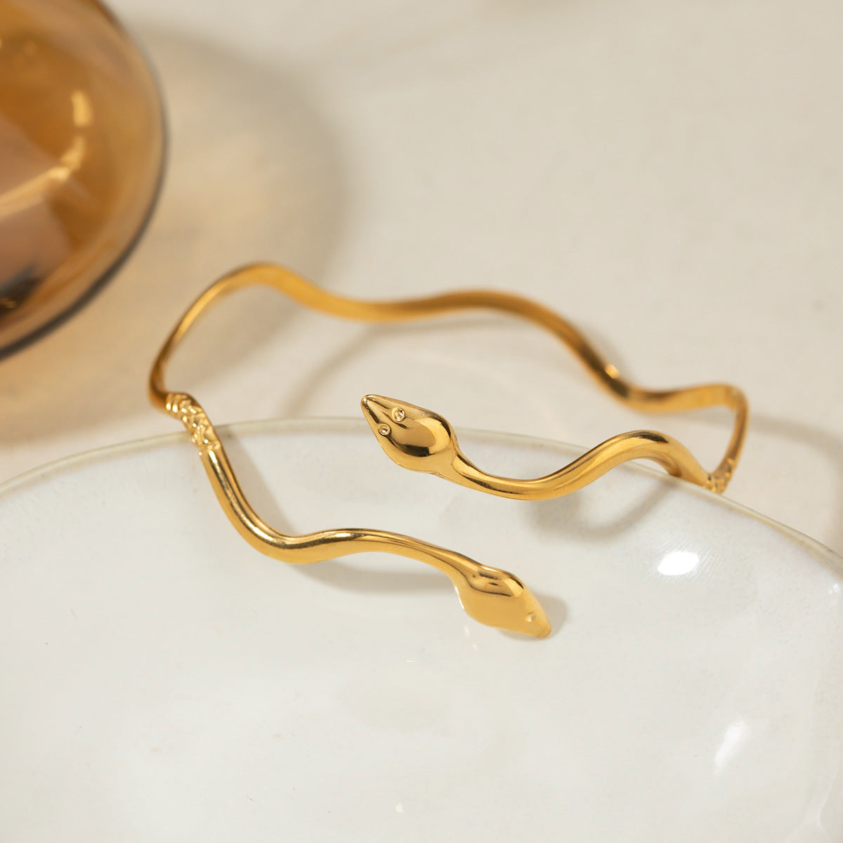Golden Twin Snake Cuff
