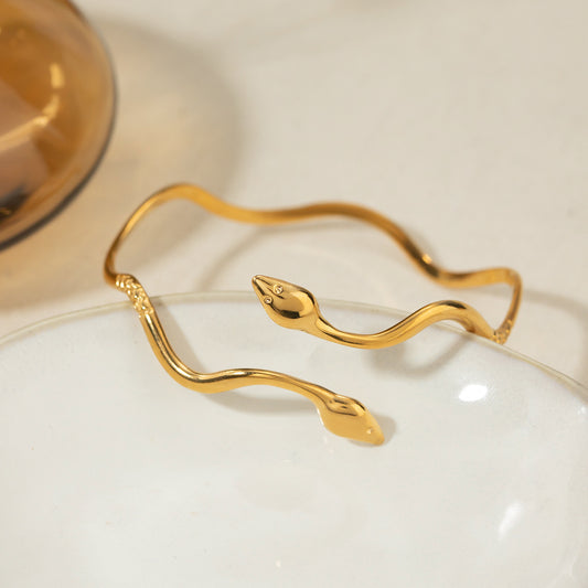 Golden Twin Snake Cuff