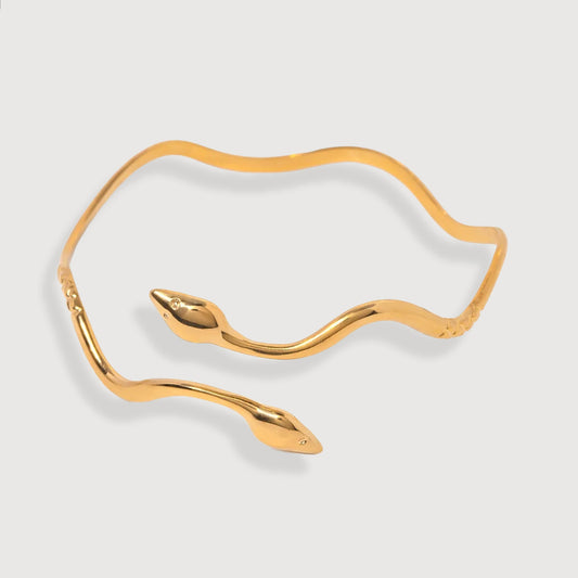 Golden Twin Snake Cuff