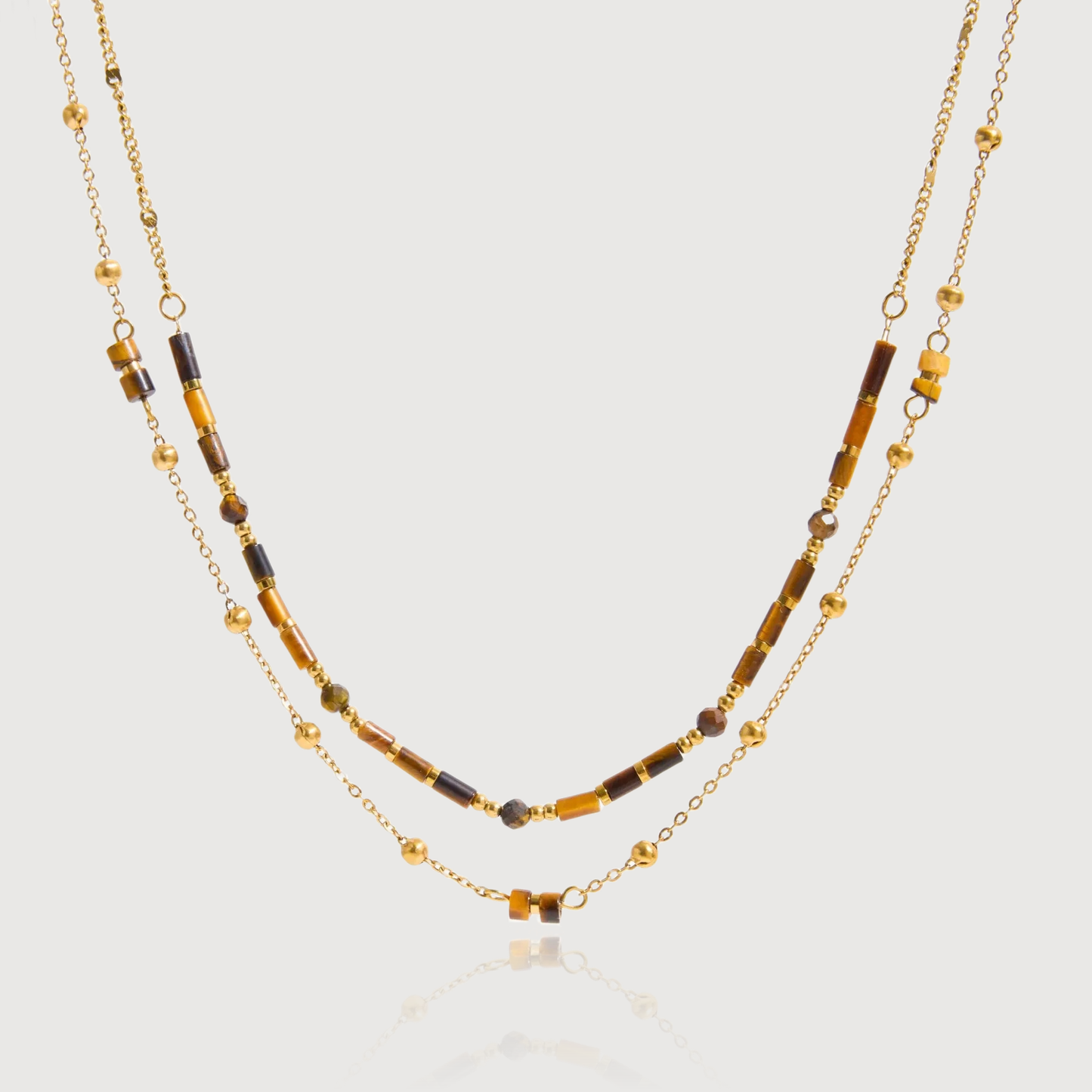 Layered Tiger Eye Stone Necklace