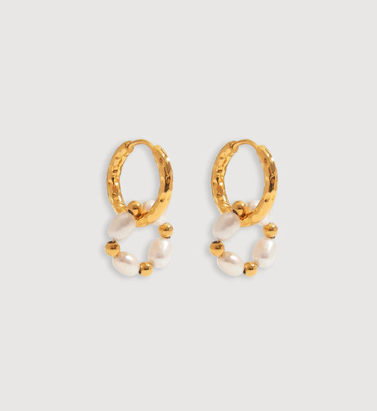 Duo-Loop Pearl Hoop Earrings