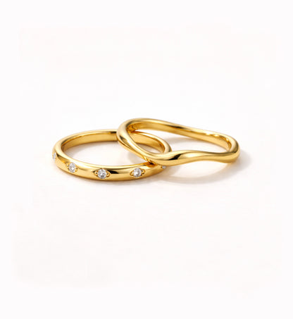 Liora Senar Eterna Dot Ring paired with Flow Wave Ring on white background