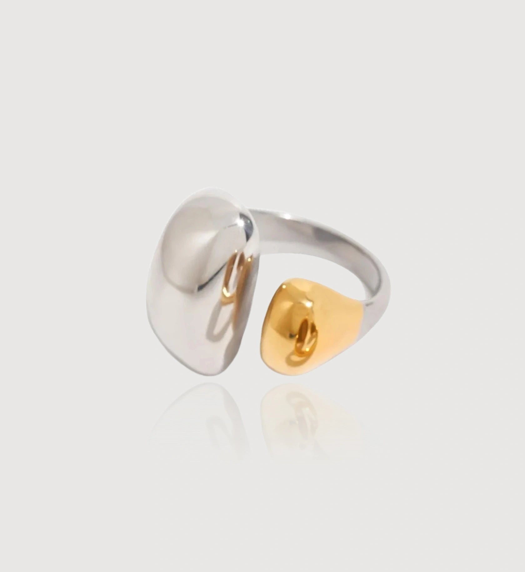 Two-tone color Geo-Hue Ring in light gray background by Liora Senar