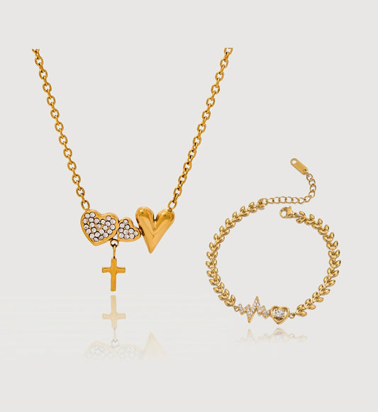 Geometric Pulse Necklace & Bracelet Bundle