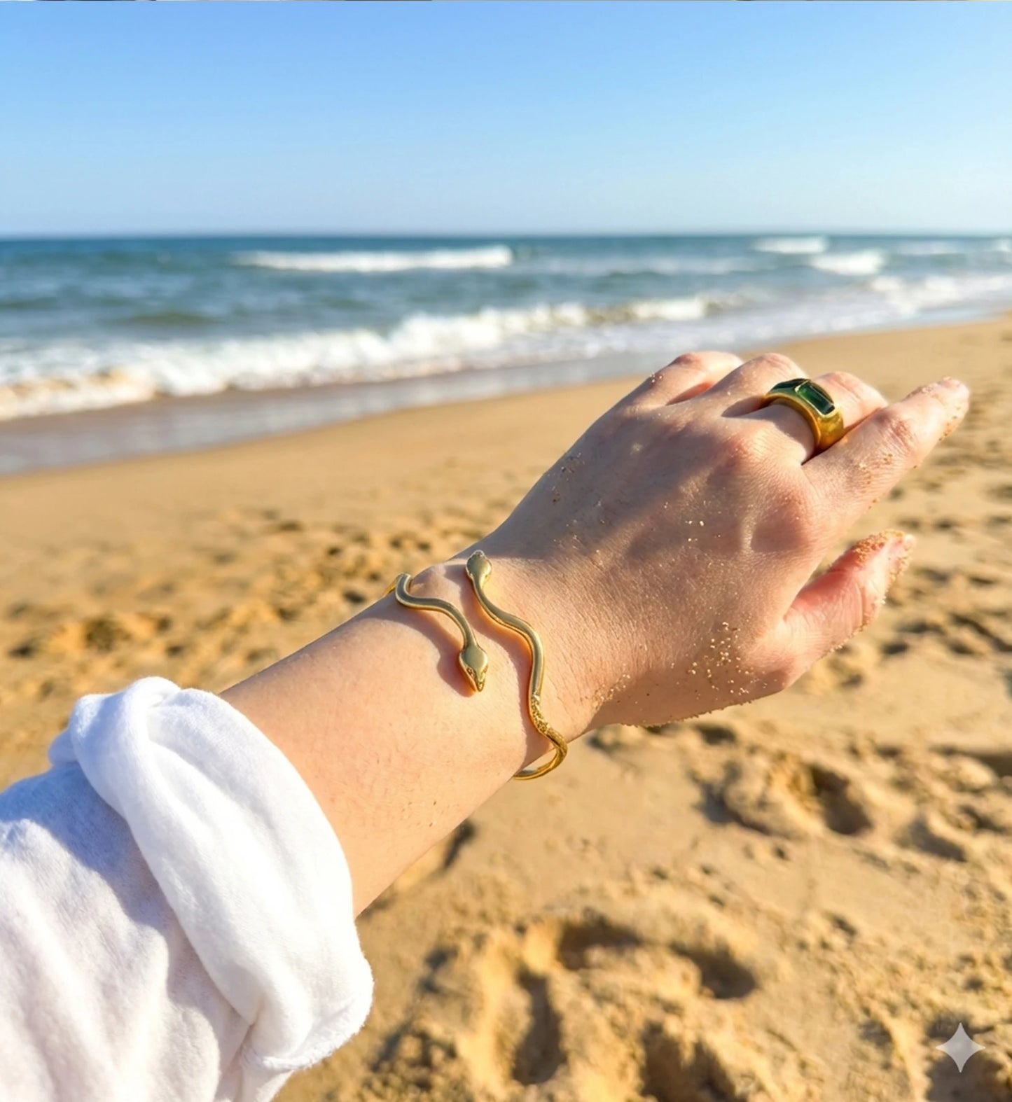 Golden Twin Snake Cuff