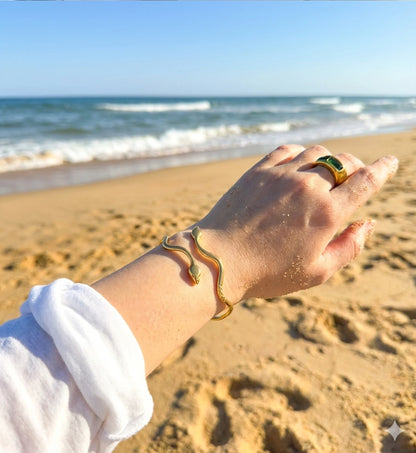 Golden Twin Snake Cuff