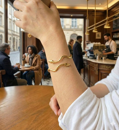 Golden Twin Snake Cuff
