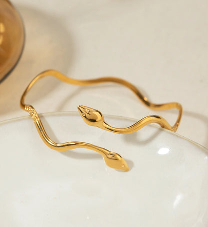 Golden Twin Snake Cuff
