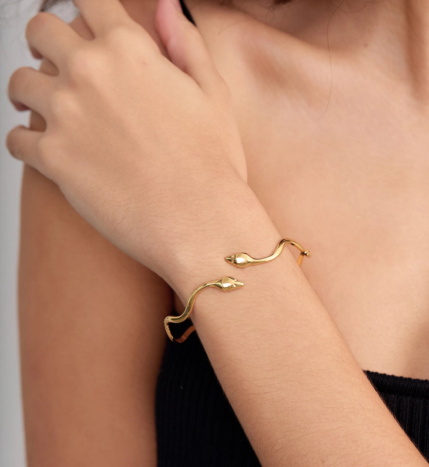 Golden Twin Snake Cuff