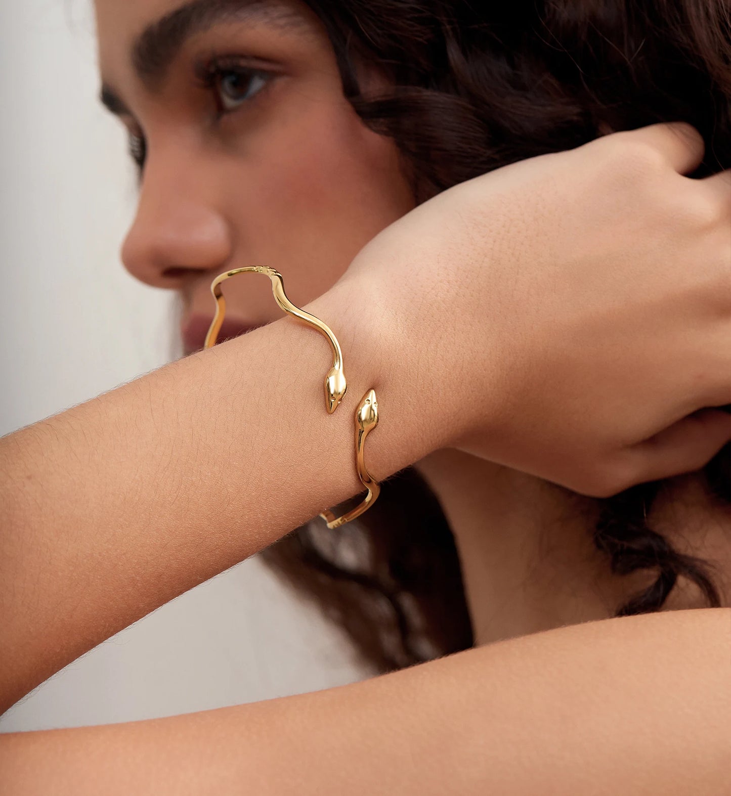 Golden Twin Snake Cuff