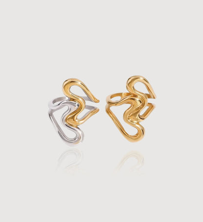 2 pieces of waterproof stainless steel Heart To Heart Ring in light gray bacbackground by Liora Senar