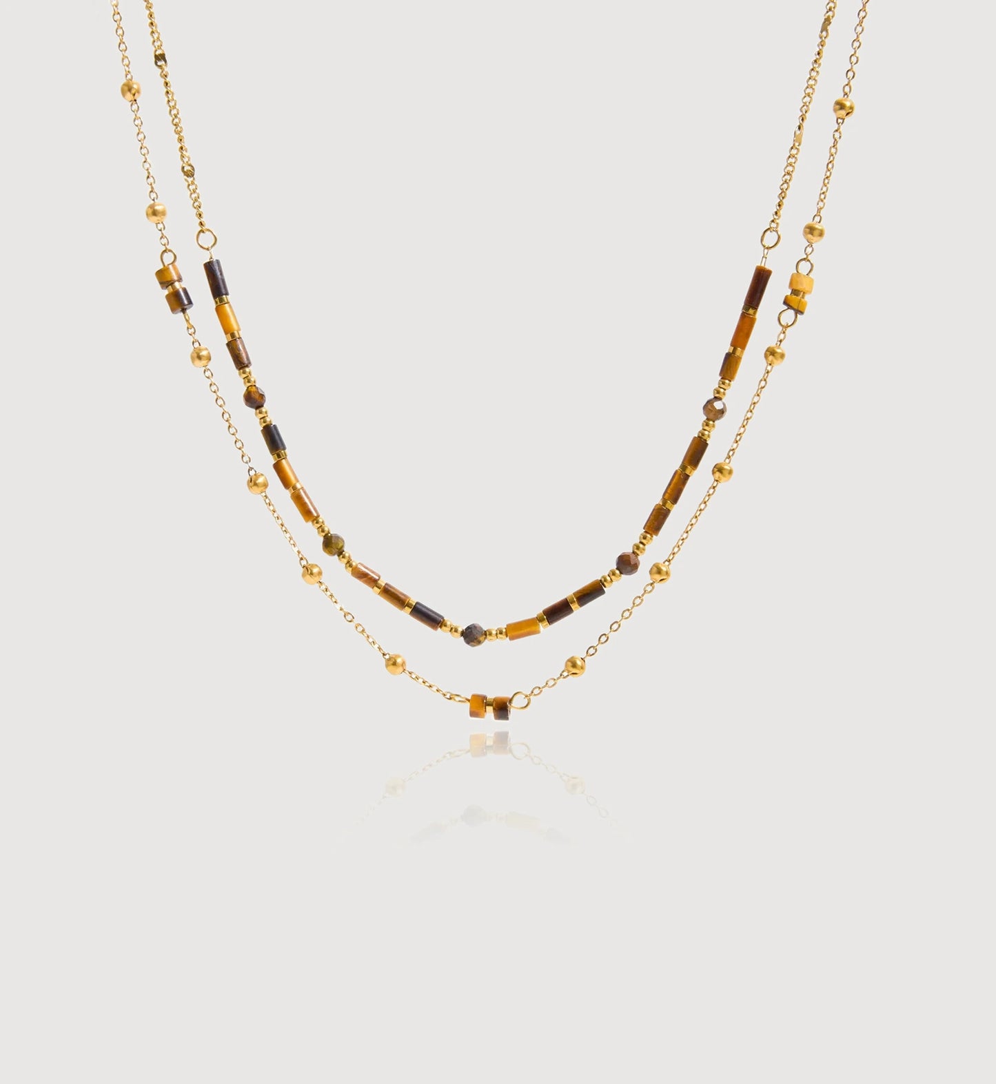 Layered Tiger Eye Stone Necklace