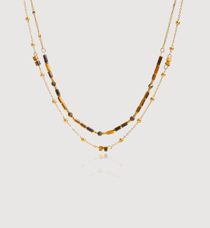 Layered Tiger Eye Stone Necklace