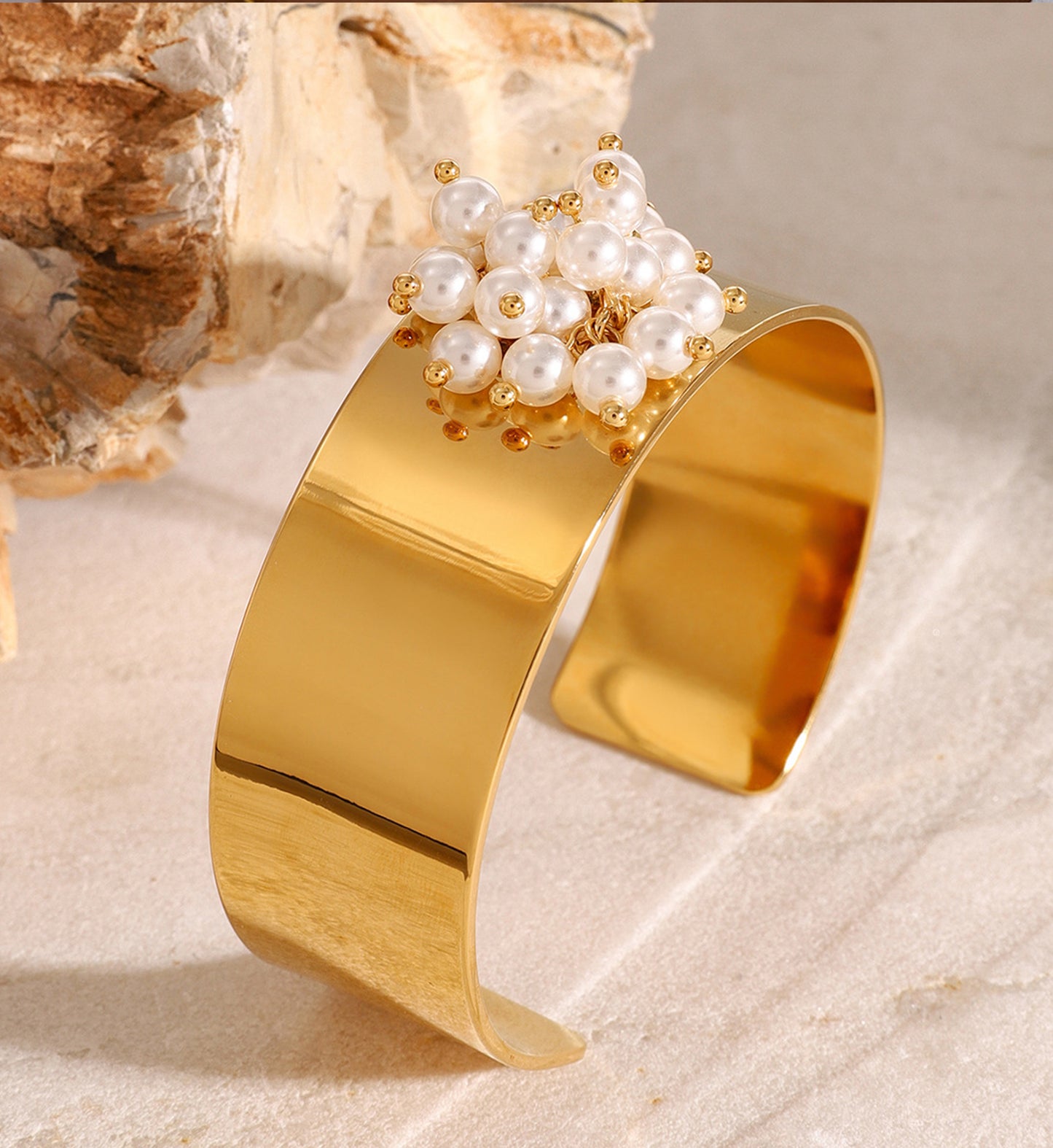 Pearl-Bloom Cuff Bracelet