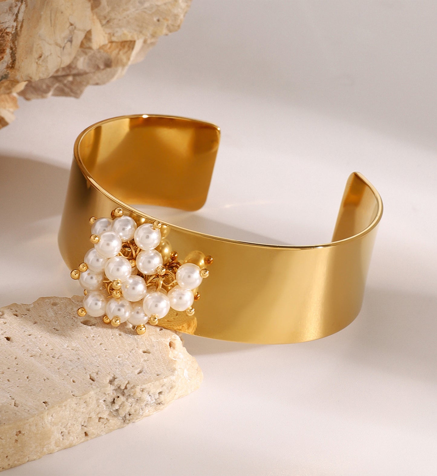 Pearl-Bloom Cuff Bracelet