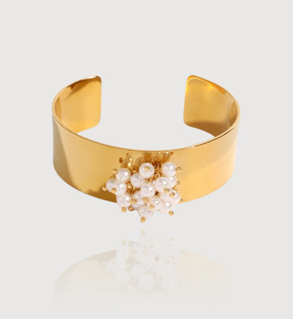 Pearl-Bloom Cuff Bracelet