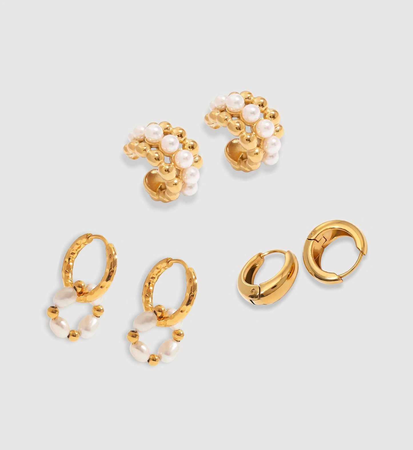 Pearl Hoops & Cuff Earrings Bundle