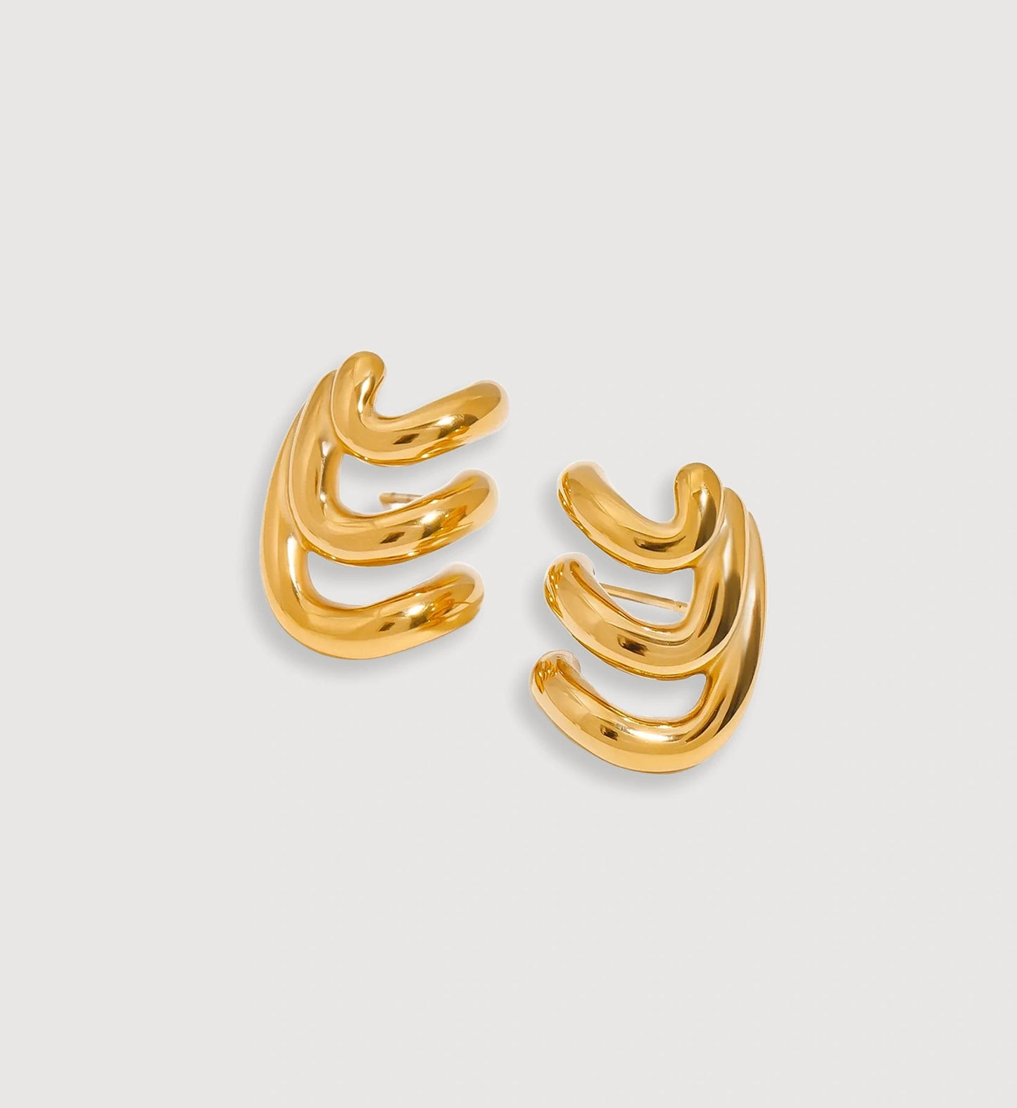Gold Ripple Curve Earrings