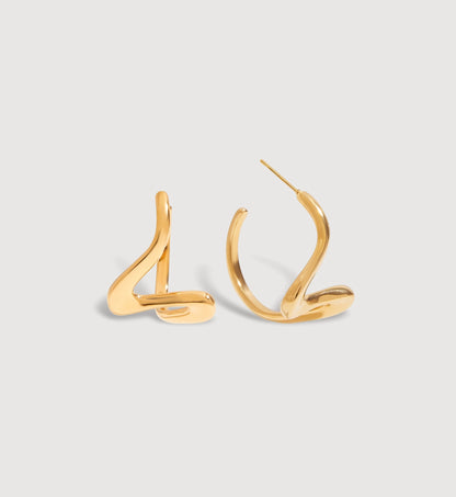 Sculpted Heart Hoop Earrings