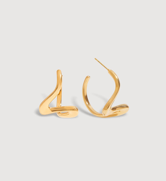 Sculpted Heart Hoop Earrings