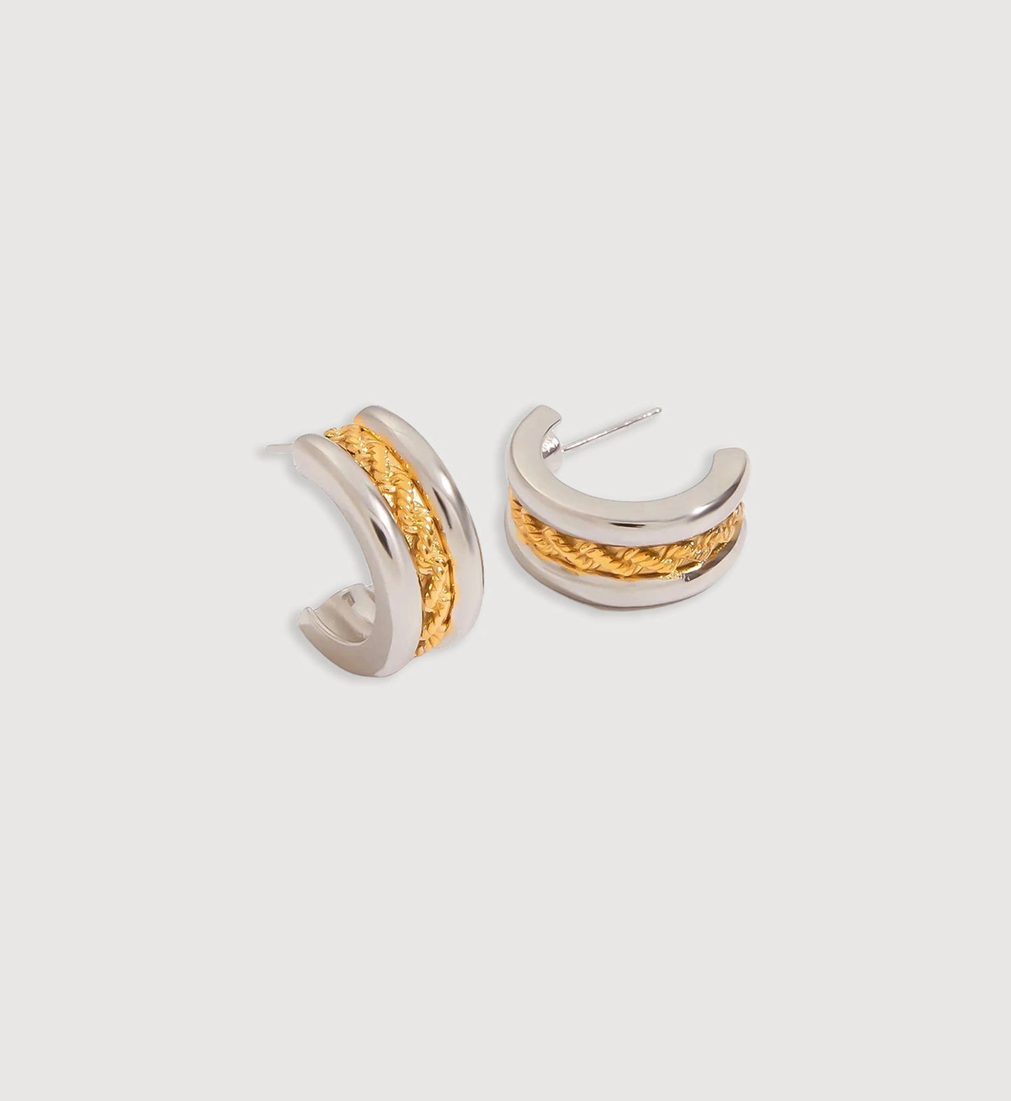 Two-Tone Twist Hoop Earrings