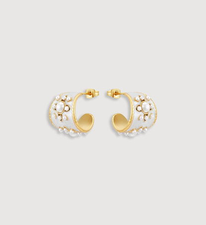 Vintage Drip Oil Pearl Earrings